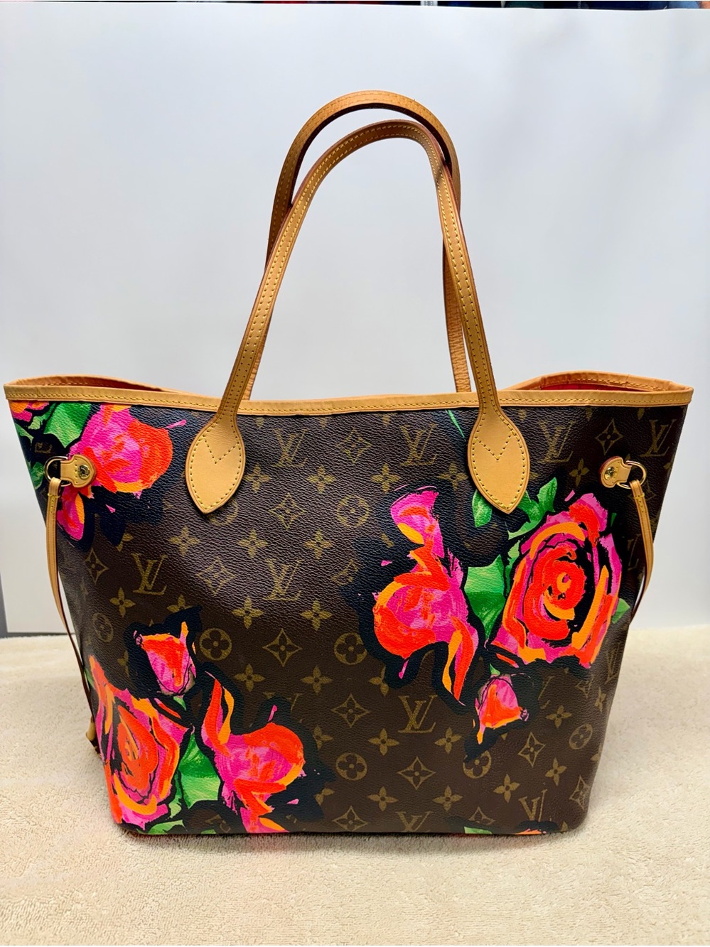 Louis Vuitton Neverfull MM Steven Sprouse Roses Limited Edition with organizer
